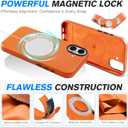 SHIELDON Genuine Leather Case for iPhone 17 6.3 Inch 2025 | Compatible with Magsafe, Updated Camera Button, Magnetic Wireless Charging, Anti-Scratch, Shockproof, Protective Phone Cover - Orange
