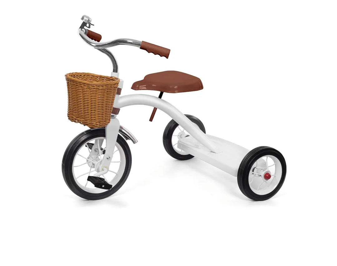 KRIDDO Classic All Metal Toddler Trike, Gift for Boys and Girls Ages 2 to 4 Year Old, Tricycle for 1 to 3 Year Olds, Sturdy Rear Deck, Deluxe Steer and Ergonomics Grip, Indoor and Outdoor, White