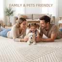 Beige 9x12 Geometric Solid Area Rug, Large Washable Living Room Rug