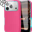 JGS for iPhone 17 Pro Case 6.3", Military Grade 3 in 1 Heavy Duty Shockproof/Drop Proof Case with 2 Screen Protector + 2 Camera Lens Protector (Pink/Blue)