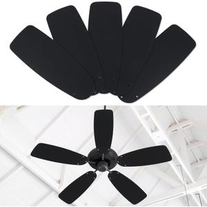 5 Pack Replacement Fan Blades for 42"/52" Ceiling Fan Waterproof Blades Replacement for Broken Substitution Replacing Summer(Black)
