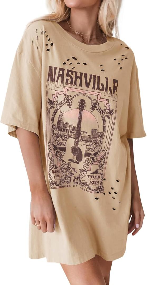 Womens Nashville Oversized T Shirts Size M