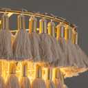 TOCHIC Boho Chandelier, 8-Light Gold Coastal Chandelier Handmade Fringe Chandelier Ceiling Light for Dining Room Living Room Round Tassel Pendant Light Fixture for Bedroom Kitchen, Foyer, Entryway