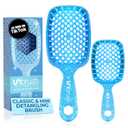 FHI Heat - UNbrush Detangling Brush Combo Pack  Original & Mini UNbrush Hairbrush for All Wet/Dry Hair Types  DuoFlex Anti Static Hair Brush, Vented Detangler Brush for Pain-Free Styling (Sapphire Blue)