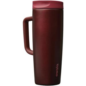 Owala SmoothSip Slider Stainless Steel Insulated Travel Mug with Handle, 100% Leak Proof, For Hot and Cold Drinks, Travel Friendly with Sliding Lock Lid, 24 oz, BPA Free, Leak Proof, Black Cherry