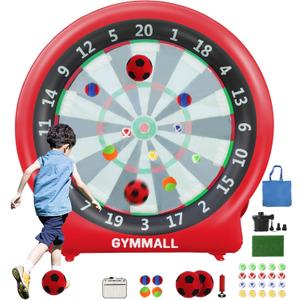 Giant Dart Board Inflatable with Pump, Outdoor and Indoor Soccer Sport Kick Dartboard for Kids and Adults, Waterproof Darts Board Yard Game with 20 Golf Balls, 4 Sticky Balls, 2 Soccers, 72"