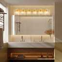 PRESDE Crystal 6 Light Bathroom Vanity Lights Gold Vanity Light for Bathroom Over Mirror Modern Wall Sconce