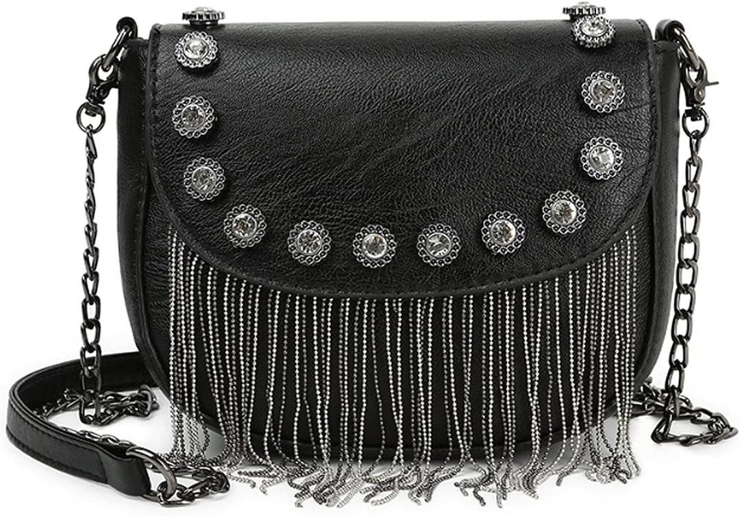 Women's Small Studs Rivet Crossbody Handbag Fashion Shell Shape Shoulder Messenger Bag