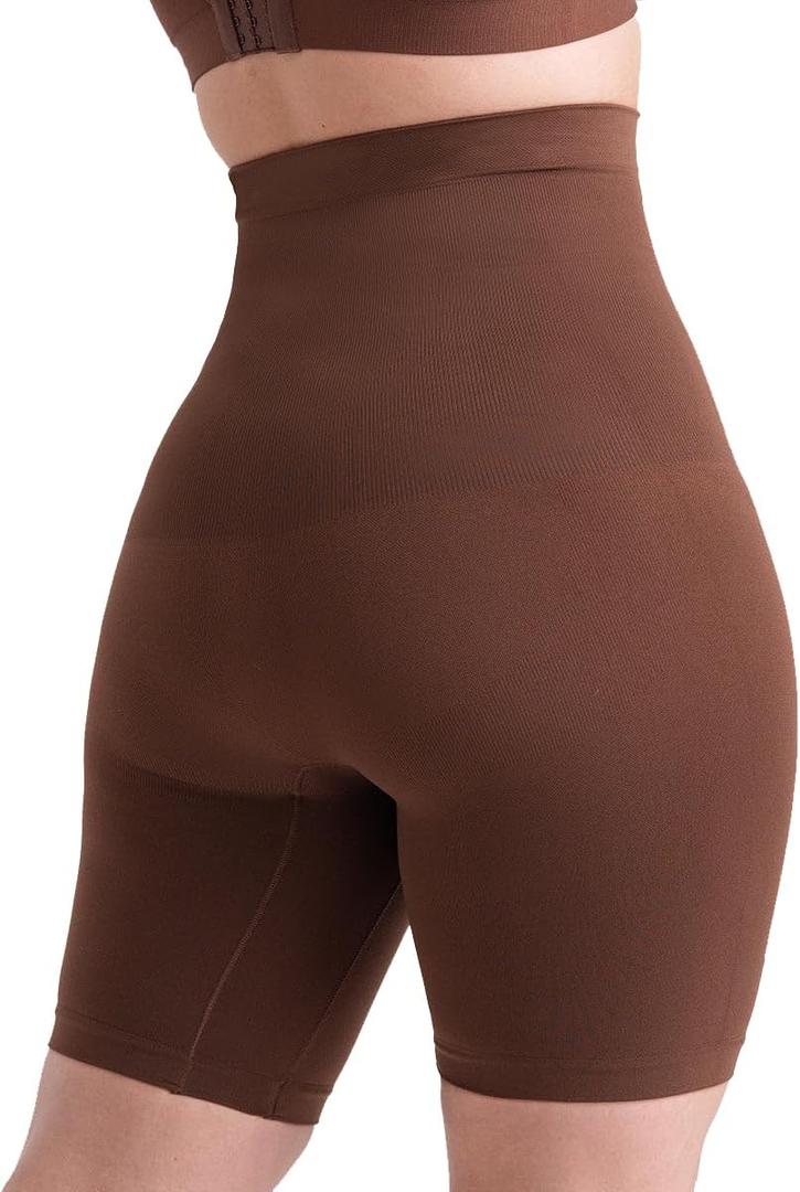 SHAPERMINT Shapewear for Women - High-Waisted Shapewear Tummy Control Shorts, Faja Body Shaper, Underwear for Women (Medium-Large, Chocolate)