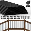 HYPERGIANT 105 Pack 26" Aluminum Deck Balusters,3/4" Round Deck Railing Spindles with Conectors and Screw,Hollow Metal Deck Balusters for Railing Fencing Porch,Black Deck Stair Spindles for Staircase