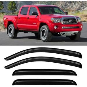 Window Rain Guards Visors for 2005-2015 Toyota Tacoma Double Cab, Out-Channel Window Vent Wind Shades Deflectors Shield for 05-15 Tacoma 4 Full-Size Cab