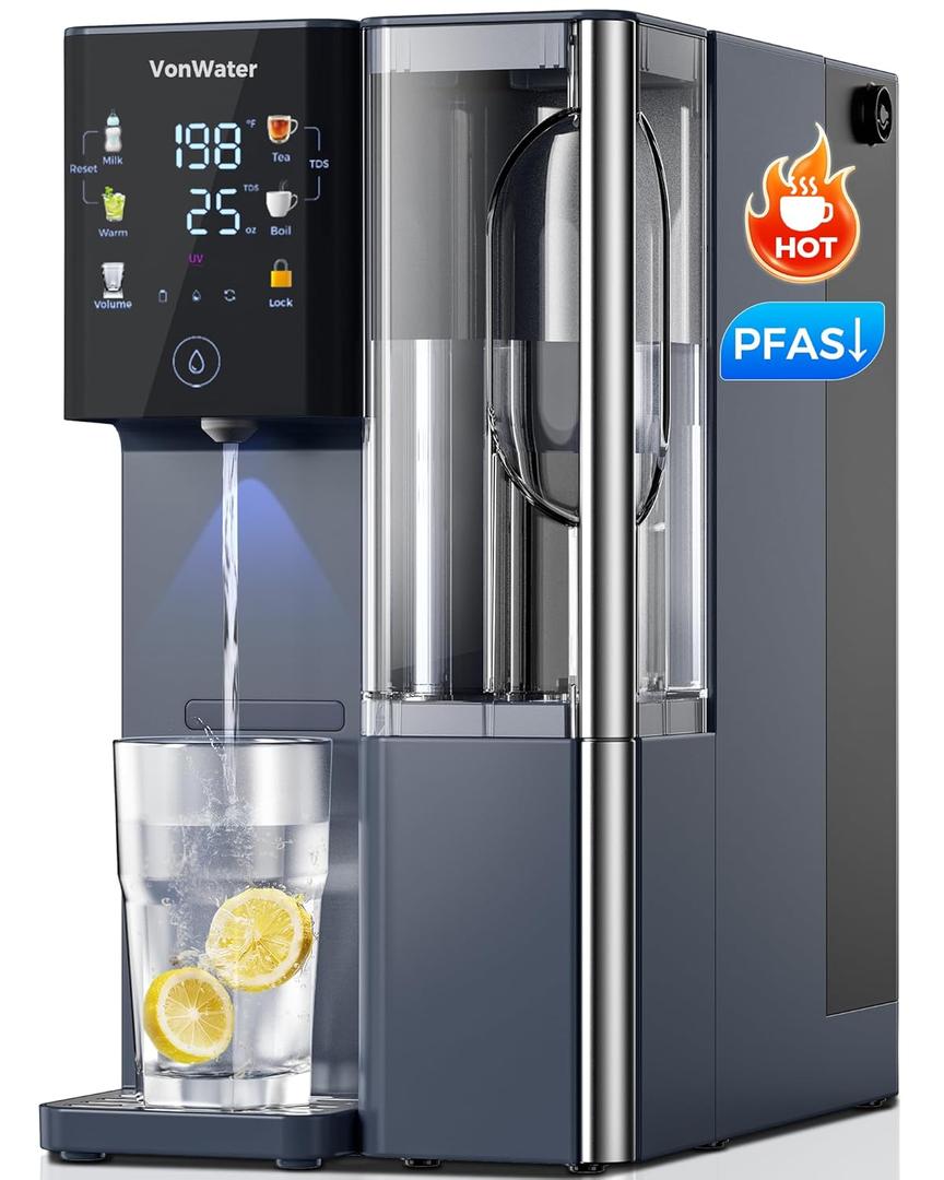 CT910H Reverse Osmosis Water Filter Countertop, 3S Instant Hot RO Water Filtration System, 7-Stage Water Purifier with Portable Pitcher, NSF/ANSI 372,42,58, Reduce TDS PFAS, No Installation (Navy Blue-ct910h)