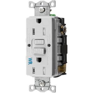Hubbell Wiring GFTWRST15W AUTOGUARD Tamper-Resistant and Weather Resistant GFCI Receptacle, White, NEMA 5-15R, 125 Volts, 15 AMPS (1 PER CASE)