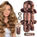 BLINKEEN Jumbo Heatless Hair Curler SetSatin Heatless Curls Overnight, Jumbo Curling Rod Headband, No Heat Curlers To Sleep in (Brown)