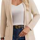 GRACE KARIN Women Sweater Blazers Business Casual Long Sleeve Work Cardigan Open Front Lapel Suit Jackets with Pockets, Apricot Medium