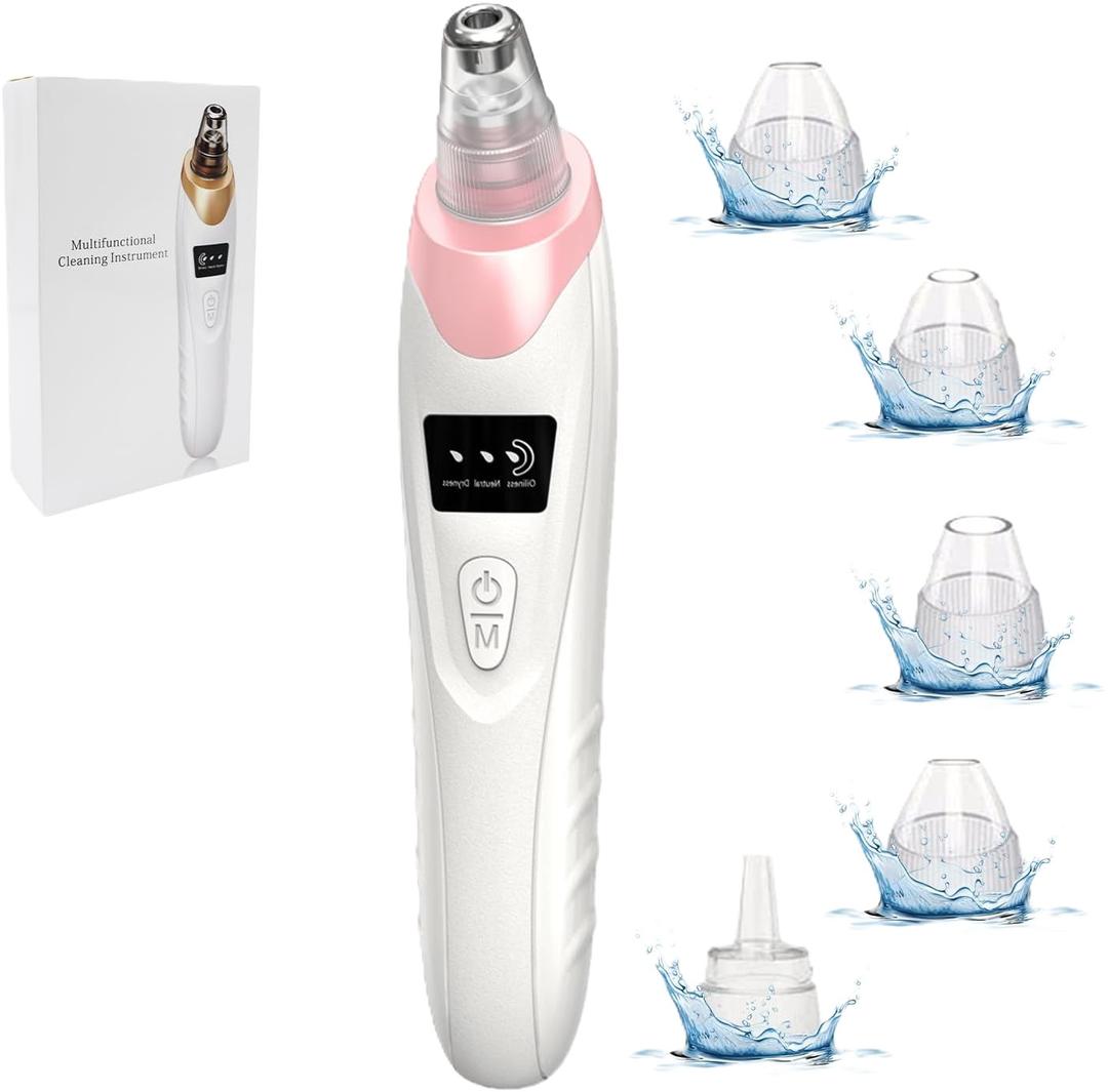 2025 Blackhead Remover Pore Vacuum,Facial Pore Cleaner-5 Suction Power,5 Probes,USB Rechargeable Blackhead Vacuum Kit Electric Acne Extractor Tool for Adult (Pink)