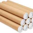 Stockroom Plus 12 Pack Brown Round Cardboard Mailing Tubes with Caps for Shipping, Packing, Art Prints, Maps, and Blueprints - 2 x 15 in Poster Tubes for Mailing