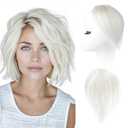 REECHO Human Hair Clip-in Hair Volumizer - 1PC 8 Inch Short Thick Hairpieces for Extra Volume, Easy Clip-in Extensions for Thin & Fine Hair - White Blonde with Black Strand Mixed