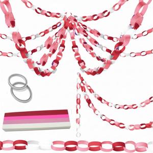 Lincia 600 Sheet Paper Chain Garland Strips 1x8 Inch with Double Sided Tape, DIY Construction Paper Chains for St. Patrick's Day, Easter, Spring Party Decorations, Crafts Supplies (Pink Gradient)