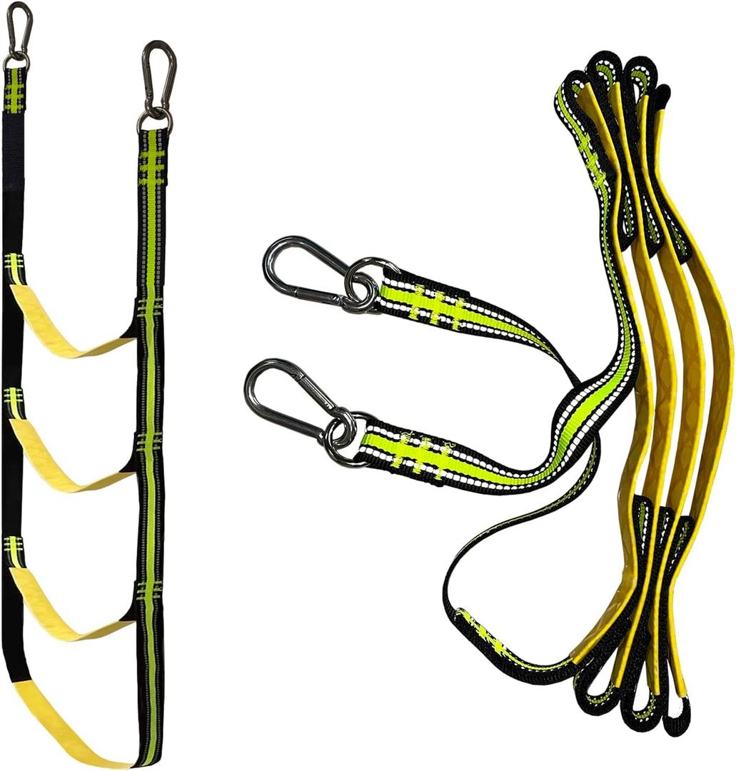 4 Step Folding Boat Rope Ladder, Portable Marine Rope Ladder, Assist Boarding Rope Ladder, Swim Ladder for Climbing Inflatable Boat, Kayak, Motorboat, Canoeing, Sailboat, Fishing Boat, 440lbs