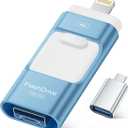MFi Certified Flash Drive for iPhone 512GB, Photo Stick Memory Stick for iPad, USB Thumb Drive for Photos Videos Transfer & Backup, External Storage Compatible for iPhone/Android/PC/Mac (Light Blue)