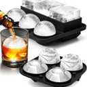 Ice Cube Tray with Lid, Silicone Ice Molds with Round, Square, Diamond, Rose, Large Ice Cube Mold for Whiskey, Bourbon, Cocktails, Easy Release BPA Free, Set of 2 Large