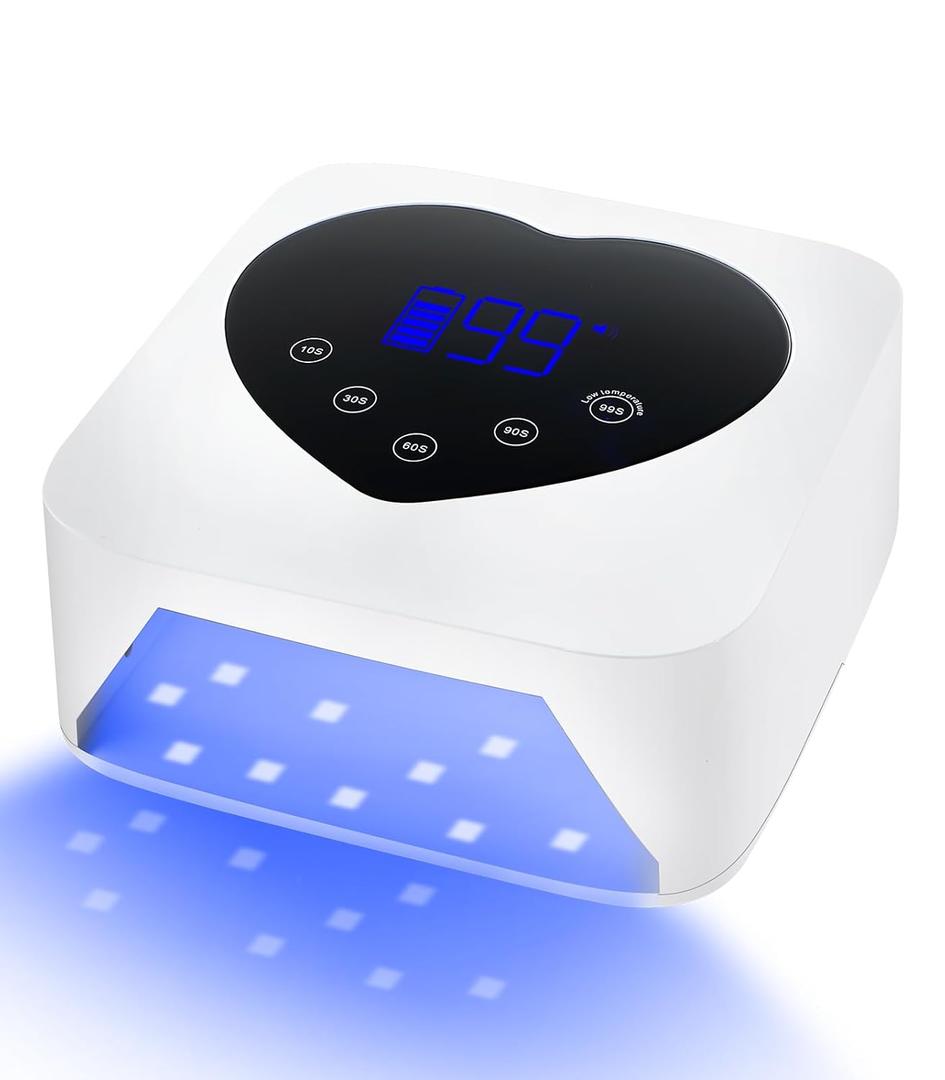 UV Nail Lamp, HUGMAPLE 72W UV Light for Gel Nails with 5 Timer Setting, Touch Control & Auto Sensor, Cordless Rechargeable Fast Dryer, Professional Led Curing Lamp for Salon & Home (White)