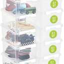 Classic 2 Clear Box Storage, 2L/2.1QT BPA-Free Stackable Container with Clip Lock Lid, Food Safe Plastic Bins for Organization, 10 Pack