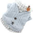 Dog Princess Sweater for Small Dogs Thick Shirt Plaid Clothes Costume Pet Girl Cute Coat Outfits Fall Costumes Winter Dog Sweaters (XL, Blue)