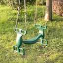 Outdoor Swingset Plastic Double Glider Playground Patio 2 Person Kids Fun Swing, Green
