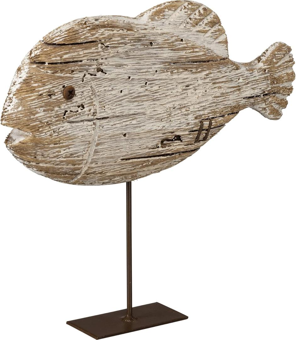 PBK Rustic Fish Sitter Statue for Home Decor