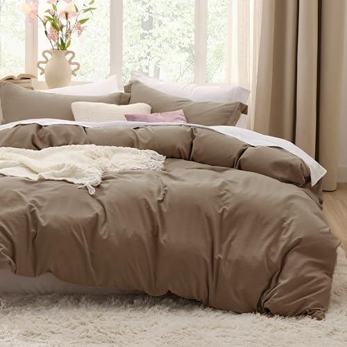 Bedsure Deep Khaki California King Duvet Cover - Prewashed Extra Soft Bedding Set, Includes 1 Cal King Duvet Cover 104"x98" with Zipper Closure & 2 Pillow Shams, Comforter Not Included