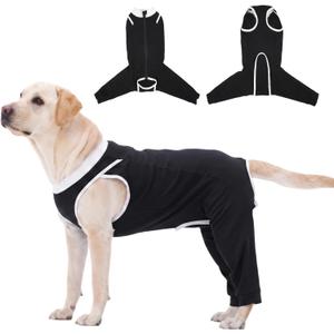 Dog Hind Leg Recovery Sleeve, Dog Surgery Recovery Suit with Back Leg to Prevent Licking, Spay Suit for Female Dog, Potty-Friendly Dogs Onesie After Surgery, Pet Pants & Shedding Body Suit, Black,  Medium