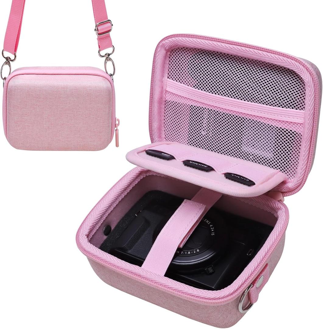 Camera Case Bag Compatible with Canon PowerShot G7 X Mark III, Mark II, SX740 HS, Sony ZV-1, KODAK PIXPRO WPZ2 Digital 4K Vlogging Camera, Point and Shoot 4K Video Camera Bag, Pink (Case Only)