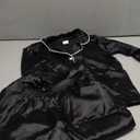 fyclemt Toddler Baby Girl Satin Pajamas Feather Trim Long Sleeve Button Down Shirt Long Pants 2PCS Pjs Sleepwear Lounge Sets (3-4T, Black)