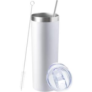 20 oz Skinny Tumbler with Lid and Straw,Stainless Steel Vacuum Insulated Tumbler Cup Double Wall Leak-proof Coffee Mug,Travel Thermal Water Tumbler for Home,Office,Outdoor
