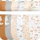 Ramede 6 Pack Swaddle Blanket with Hats for Baby Girl Boy 100% Cotton Swaddles 0-3 Months, Adjustable Breathable Skin Friendly Receiving Blanket Wrap, Essential for Newborns (Multicolor)