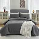 Bedspreads Queen Size,Ultrasonic Quilted Bed Cover with 1 Quilt and 2 Pillow Shams,Ultra Soft Microfiber Bedspread,Lightweight & Breathable, All Season Use,Dark Gray