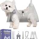 Dog Grooming Hammock Harness for Dogs & Cats with Pet Nail Clipper Trimmer - Cat Hanger Sling for Trimming Clipping Nails- Dog Hammock Restraint Bag for Small pet Grey S ( Legs Distance : 5-12 " / Max W30lb ))