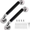 12 Inch Grab Bars for Bathtubs and Showers,Stainless Steel Bathroom Safety Handrail with Black Grip for Elderly, Seniors, Handicap，Wall Mounted, Waterproof Slip-Proof