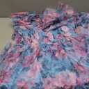 PRETTYGARDEN Women's Summer Midi Tulle Dress Sleeveless Smocked Square Neck Ruffle Flowy Party Wedding Guest Sundress (Floral Blue Pink, Small)