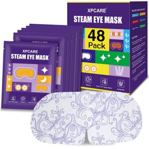 XPCARE 48 Pack Steam Eye Masks for Dry Eyes, Self Heated Steam Warm Eye Mask, Disposable Heated Eye Mask for Dark Circles, Puffy Eyes, Relief Stress Eye FatigueLavender