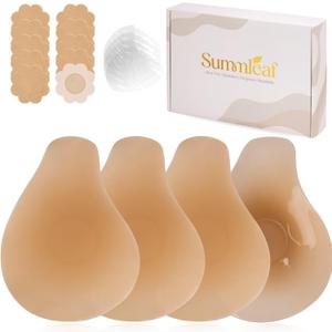 Push Up Sticky Bra, Invisible Adhesive Nipple Covers with Lift Tape (2 Pairs)