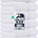 Utopia Towels 6 Pack Premium Hand Towels Set, 16 by 28 inches, 100% Ring Spun Cotton, Ultra Soft and Highly Absorbent 600GSM Towels for Bathroom, Gym, Shower, Hotel, and Spa, White