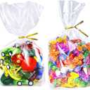 PigPotParty 6"x 9", 100Pcs Bottom Gusset Bags, Clear Plastic Cellophane Treat Goodie Bags with Ties for Party Favor, Candy, Cookie, Popcorn, Small Gift Wrapping (No Side Gusset) (6x9 Inch (Pack of 100))