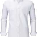 Men's Oxford Long Sleeve Shirts Button Down Collar Shirt Business Casual Dress Shirts with Pocket (XL)