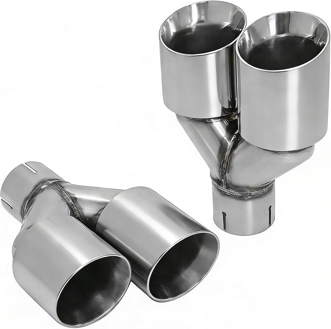MXA Dual Exhaust Tips 2.5 inch Inlet 3.5 inch Outlet, 2.5" to 3.5" Diesel Exhaust Tip Universal Car 304 Polished Stainless Steel 9.5" Overall Length Valvetronic Exhaust Tips 2-Packs