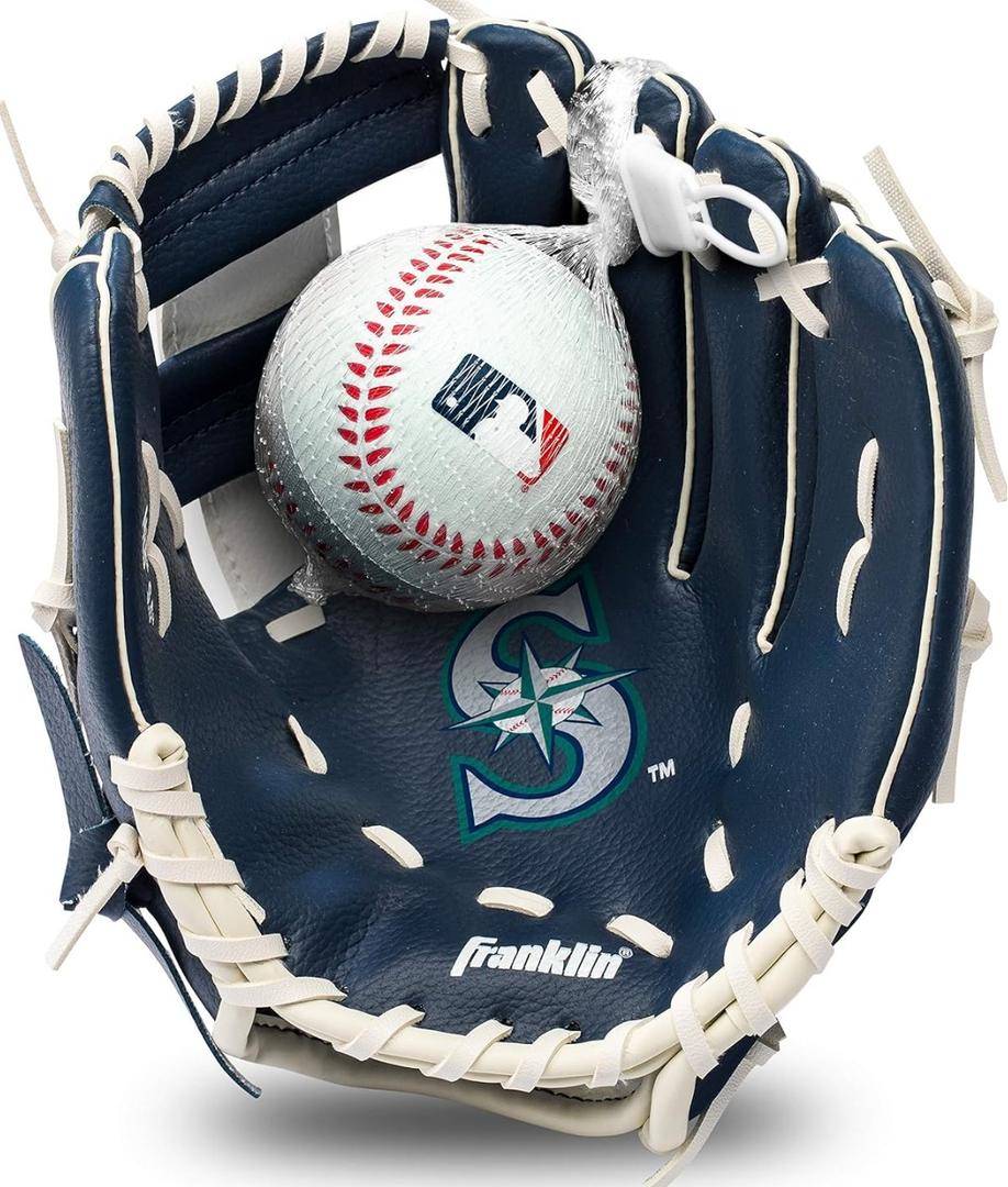 Franklin Sports MLB Youth Teeball Glove and Ball Set - Kids Baseball and Teeball - Perfect First Kids Glove - 9.5"