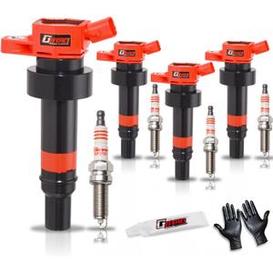 Set of 4 Upgraded Ignition Coil Pack and Iridium Spark Plug for 1.6L L4 2012-2020 Hyundai Accent,2012-2017 Hyundai V-eloster,2012-2020 Kia Rio,2012-2019 Kia Soul Replaces UF652 C1803