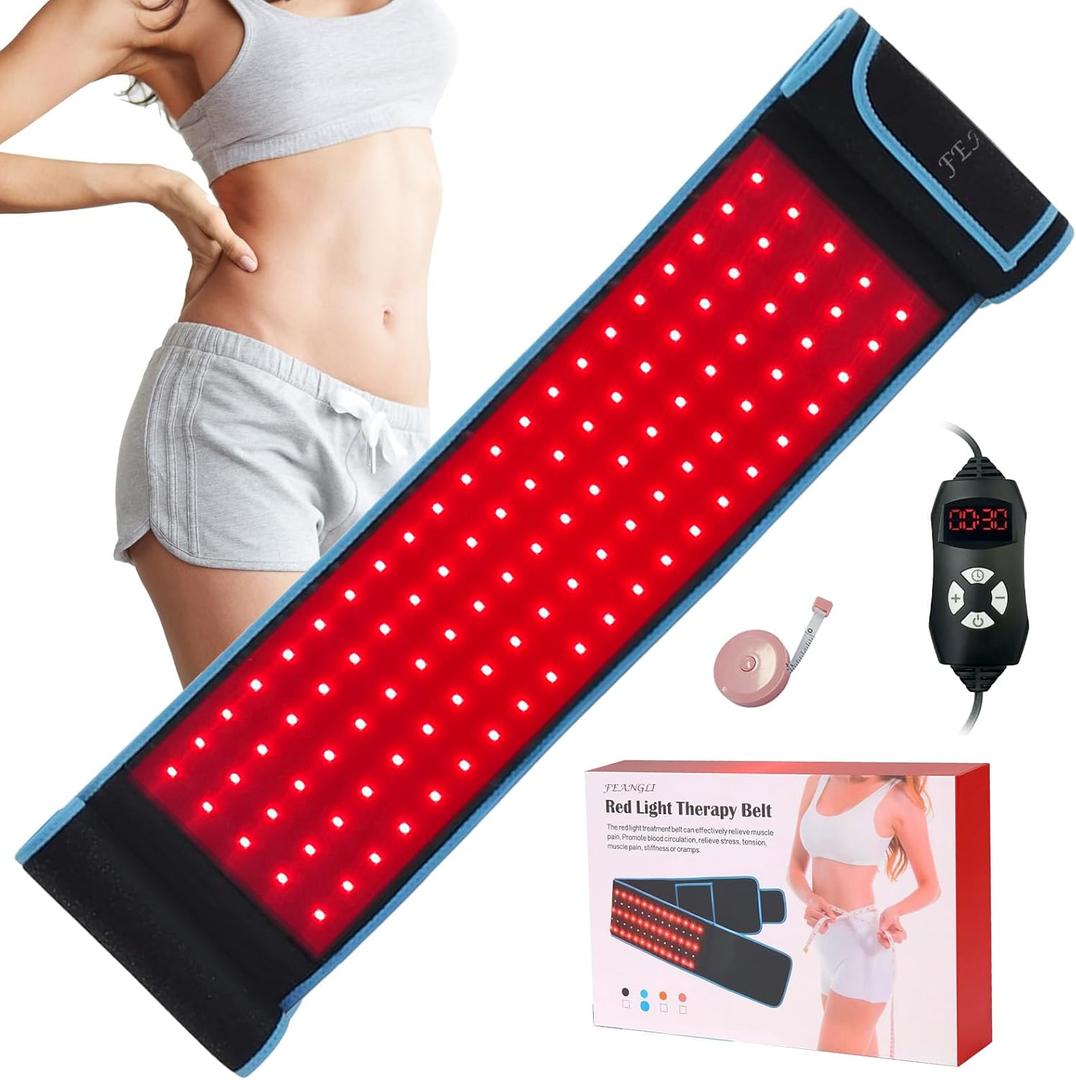 Red Light Therapy Infrared Light Therapy Belt for Body Waist Back Shoulder Leg Knee Muscle Relief, LED 660nm 850nm Wearable Large Red Light Belt with Timer Remote, Ideal Mother's Day Gift